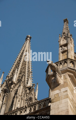 Allemagne, Bavière, Regensburg. st gothique. La cathédrale Saint-Pierre (13ème - 16ème siècle), de l'extérieur. Banque D'Images