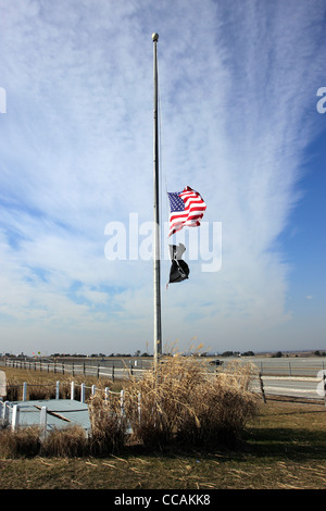 Drapeaux en berne Smith Point Park Long Island NY Banque D'Images