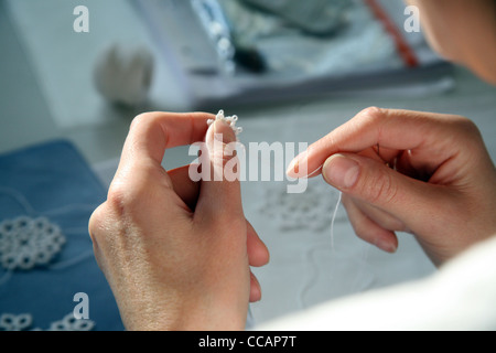 Processus de fabrication de la dentelle Banque D'Images