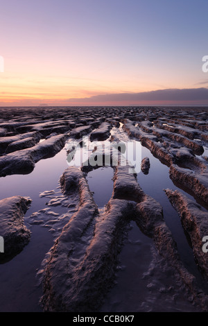 Les vasières au Sand Bay, Weston-super-Mare. Le Somerset. L'Angleterre. UK. Banque D'Images