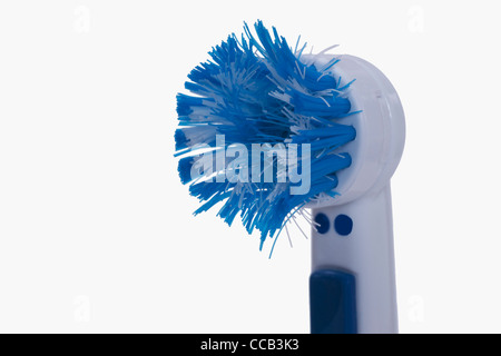 Detailansicht einer alten, blauen Zahnbürste | photo détail d'une vieille brosse à dents bleu, Banque D'Images