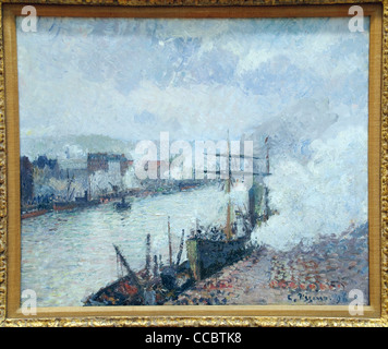 Les bateaux à vapeur dans le Port de Rouen, 1896, de Camille Pissarro Banque D'Images