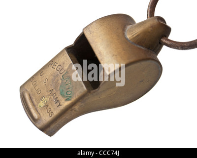 L'ARMÉE AMÉRICAINE Règlement Solid Brass Whistle Banque D'Images