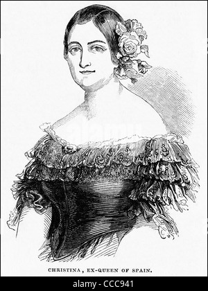 La gravure de l'époque victorienne circa 1844 Maria Christina (1806 - 1878) ex reine d'Espagne (1829-1833) Banque D'Images