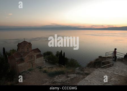 Sveti Jovan Kaneo Église et le lac d'Ohrid, Macédoine Banque D'Images