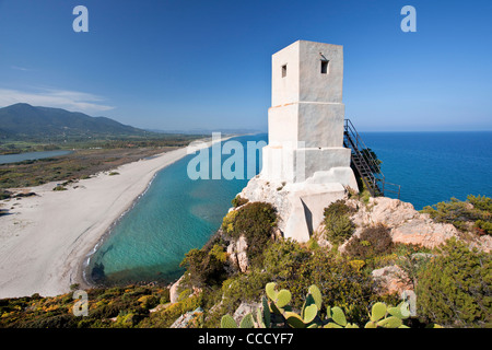 Torre Salinas, Salinas, Capo Picci, Cristolaxedu, Colostrai, Costa Rei. Cagliari (CA), Sardaigne, Italie, Europe Banque D'Images