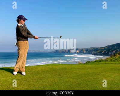 Rory McIlroy, le Club de golf Royal Portrush, co Antrim, en Irlande du Nord Banque D'Images