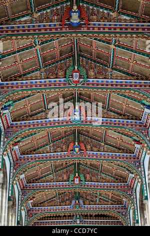 Beau plafond de couleur à St Cuthbert's Parish Church, puits Banque D'Images