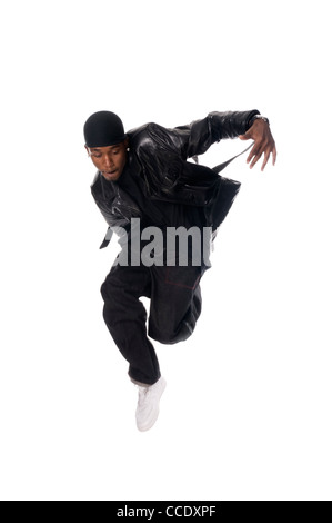 Cool jeune danseur hip-hop sur fond blanc Banque D'Images