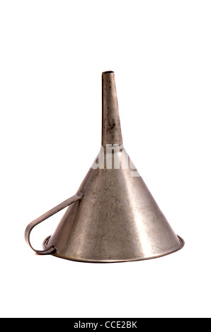 Isolé sur blanc entonnoir métallique rétro Banque D'Images