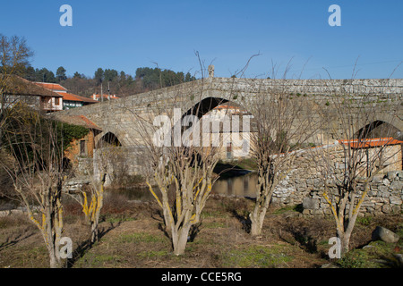 Pont sur la rivière Ucanha Varosa, Portugal Banque D'Images