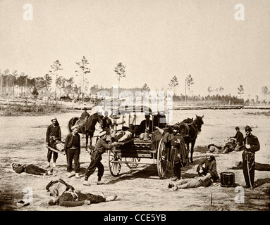 Forage d'ambulance de l'armée au siège de Potomac, près de Brandy Station, Virginia, USA, mars 1864 Guerre Civile Banque D'Images