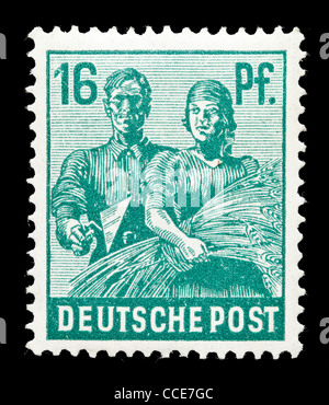 Timbre-poste : Deutsche Post, semoir, 16 Pfennig, 1947, parfait état Banque D'Images