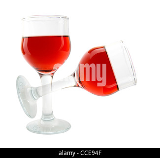 Deux verres à vin isolated on white Banque D'Images