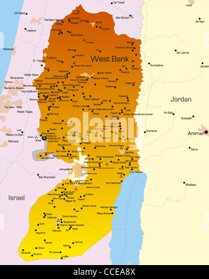 Vector carte des couleurs de Cisjordanie pays Banque D'Images