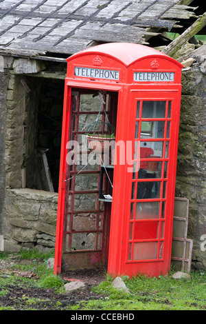 Le téléphone public, Foula, Shetland, Ecosse, Grande-Bretagne Banque D'Images