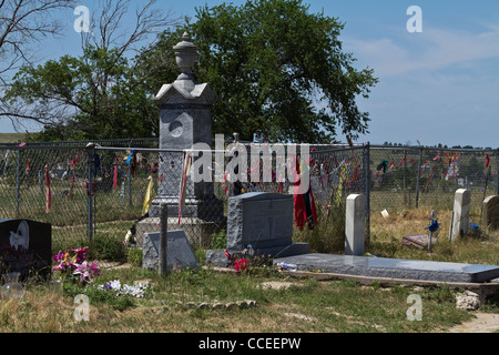 Réserve native tribu du cimetière de Pine Ridge Lakota Oglala Sioux Dakota du Sud aux États-Unis Memorial US Wounded Knee massacre horizontal en haute résolution Banque D'Images