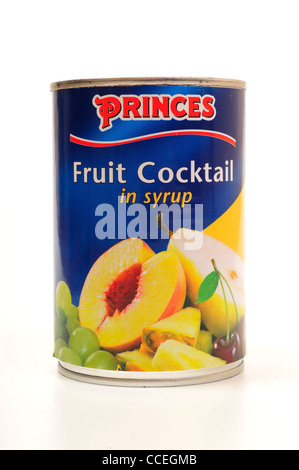 Princes Cocktail de fruits au sirop. Banque D'Images