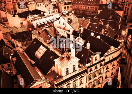 Vieux toits de Prague, République Tchèque Banque D'Images
