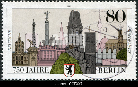 Allemagne - circa 1987 : timbre imprimé en Allemagne, est dédiée à la 750ème anniversaire de Berlin, vers 1987 Banque D'Images