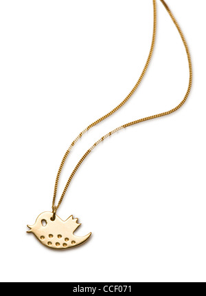 Or un pendentif symbole twitter Banque D'Images