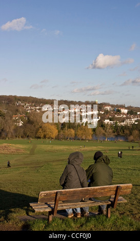 Vue panoramique vers Vista à partir de la colline du Parlement Highgate Hampstead Heath Londres Angleterre Europe Banque D'Images