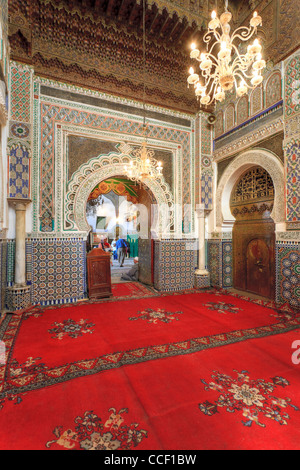 Maroc, Fes, la médina (vieille ville), Zaouia Moulay Idriss II Mausolée Banque D'Images