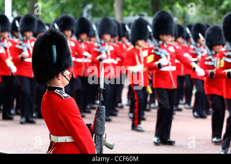 Welsh Guards marchant le long de Pall Mall durant la parade la couleur, Londres, Angleterre 2011 Banque D'Images