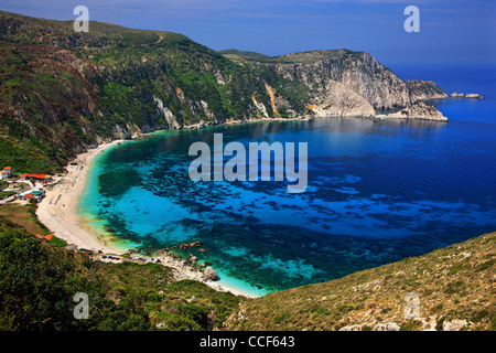 Vue panoramique de Petanoi (ou "plage de Petani') sur l'île de Céphalonie, Mer Ionienne, Grèce Banque D'Images