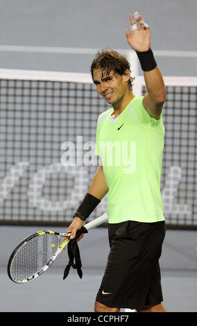 8 octobre 2010 - Tokyo, Japon - 08 octobre 2010 - Tokyo, Japon - RAFAEL NADAL de l'Espagne célèbre après avoir battu DMITRY TURSUNOV de Russie pendant la Rakuten Japan Open Tennis Championships 2010 à Tokyo, Japon (crédit Image : © Koichi Kamoshida/Jana Press/ZUMApress.com) Banque D'Images