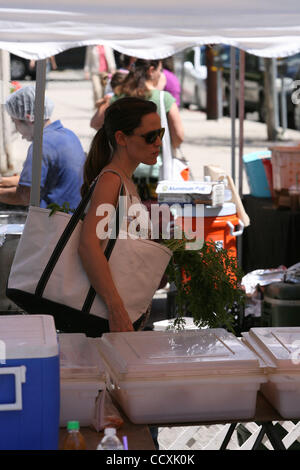 30 mai 2010 - Los Angeles, Californie, États-Unis - Jennifer Garner avait les mains plein de trucs verts, légumes, céréales, graines de tournesol et d'autres aliments sains tout en faisant du shopping à un marché agricole local. Le Hollywood maman était accompagné de son joli filles Violet et Seraphina. (Crédit Image : © Laguna I Banque D'Images