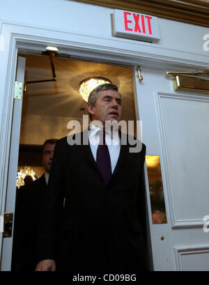 Sommet du G20 à Washington. Plus de 20 des dirigeants du monde se sont réunis à la Maison blanche pour les deux jours du sommet d'urgence sur la crise financière mondiale. Photo : Le premier ministre de Grande-Bretagne Gordon Brown Banque D'Images