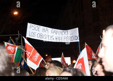 Madrid (07/03/2008). Sede del PSOE en Madrid, Calle Ferraz. El Partido Socialista Obrero, se EspaOÃÄol proclamation vencedor de las elecciones generales de 2008. Banque D'Images