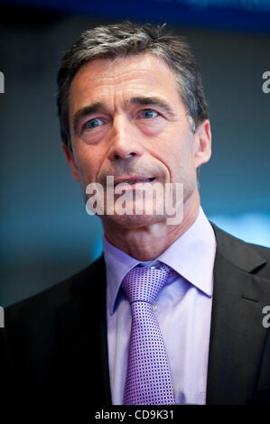 14 juillet 2010 - Bruxelles, BXL, Belgique - le secrétaire général de l'OTAN, Anders Fogh Rasmussen arrive au Parlement européen pour un échange de vues avec les affaires étrangères commetee à Bruxelles, Belgique le 2010-07-14 par Wiktor Dabkowski (crédit Image : © Wiktor Dabkowski/ZUMApress.com) Banque D'Images