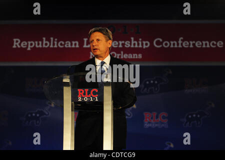 16 juin 2011 - New Orleans, Louisiane, États-Unis - l'ancien gouverneur du Nouveau Mexique et GOP candidate présidentielle, Gary Johnson, parle à l'corwd au cours de la première journée de la Conférence sur le leadership républicain qui se tiendra à l'hôtel Hilton Riverside le 16 juin 2011 à la Nouvelle Orléans, Louisiane. (Crédit Image : © S Banque D'Images