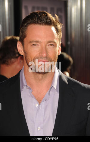 Le 2 octobre 2011 - Los Angeles, Californie, États-Unis - Hugh Jackman assister à la première mondiale de ''Real Steel'' tenue à la Gibson Amphitheatre à Universal City, Californie le 10/02/11. Crédit Image : 2011(Â© D. Long/Globe Photos/ZUMAPRESS.com) Banque D'Images