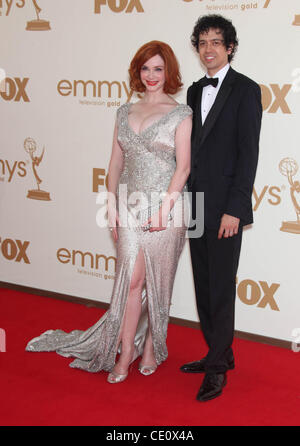 Septembre 18, 2011 - Los Angeles, Californie, États-Unis - Actrice CHRISTINA HENDRICKS et GEOFFREY AREND à la 63e Prime Time Emmy Awards qui a eu lieu lors de la Nokia Theatre de Los Angeles. (Crédit Image : &# 169 ; Lisa O'Connor/ZUMAPRESS.com) Banque D'Images