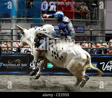 Professional Bull Riders' Top 10 Bull Riders concurrencer dans l'OBTENTEUR Construit Ford Tough Road à Las Vegas à Times Square New York City, USA - 15.10.10 Banque D'Images