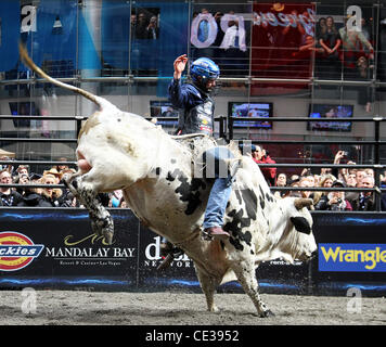 Professional Bull Riders' Top 10 Bull Riders concurrencer dans l'OBTENTEUR Construit Ford Tough Road à Las Vegas à Times Square New York City, USA - 15.10.10 Banque D'Images