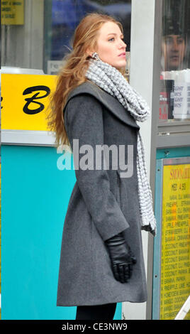 Lieu de tournage sur Blake Lively sur le tournage de 'Gossip Girl' la ville de New York, USA - 16.11.10 Banque D'Images