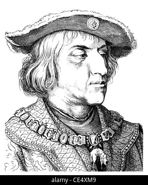 Maximilien I de Habsbourg, 1459 -1519, roi allemand, empereur du Saint Empire Romain Banque D'Images