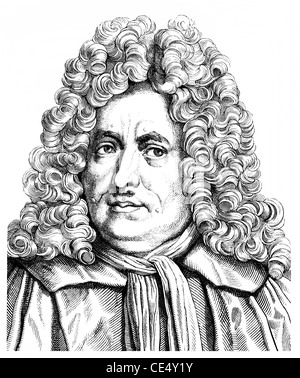 Christian Thomasius, 1655 - 1728, un juriste allemand, philosophe, conférencier et formateur, Banque D'Images