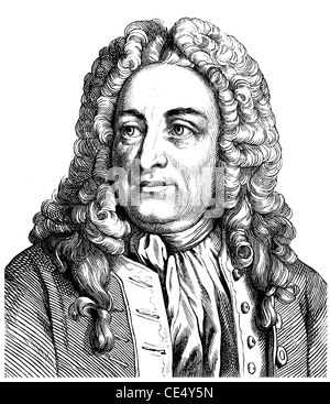 Christian von Wolff ou Chrétien Wolf, 1679 - 1754, un mathématicien allemand, avocat et mathématicien et philosophe Banque D'Images