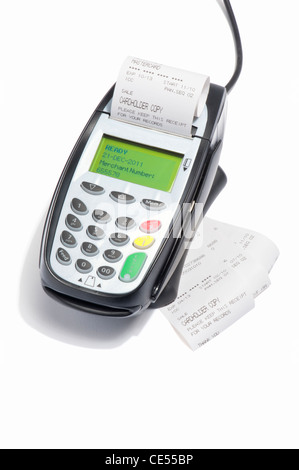 Une machine de carte de crédit avec reçus Banque D'Images