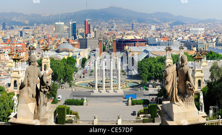 Vue panoramique de la colline de Montjuïc de Barcelone Espagne Europe Catalogne Banque D'Images