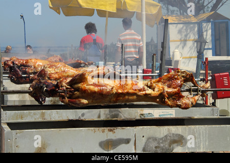 Agneau sur spit, Pâques, Zante, Ionienne Island, Grèce Banque D'Images