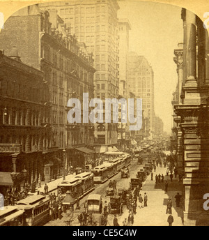 Stéréogramme 1893 carte, Randolph Street, Chicago, Illinois, USA. Banque D'Images