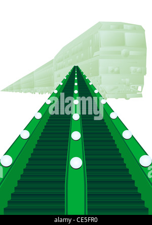 L'escalator du métro sur le contexte du transport ferroviaire. L'illustration sur un fond blanc. Banque D'Images