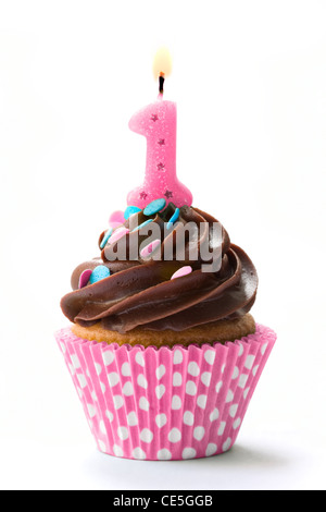 Premier cupcake birthay Banque D'Images