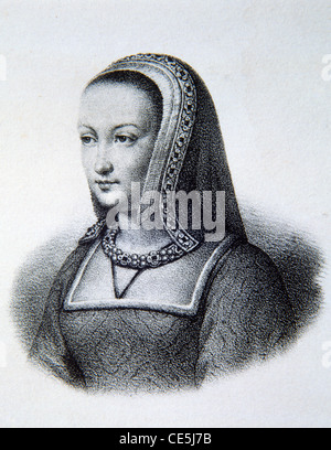 Portrait d'Anne, duchesse de Bretagne (1476-1514) ou d'Anne de Bretagne, reine Consort de France. Illustration ancienne ou gravure Banque D'Images